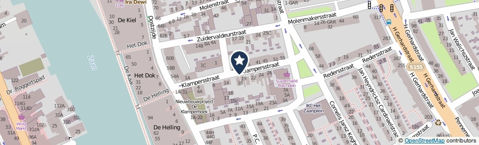 Kaartweergave Klampersstraat in Zaandam