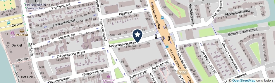 Kaartweergave Molenmakersstraat in Zaandam