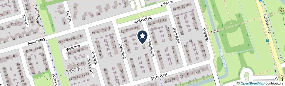 Kaartweergave Middelplaat 21 in Zeewolde