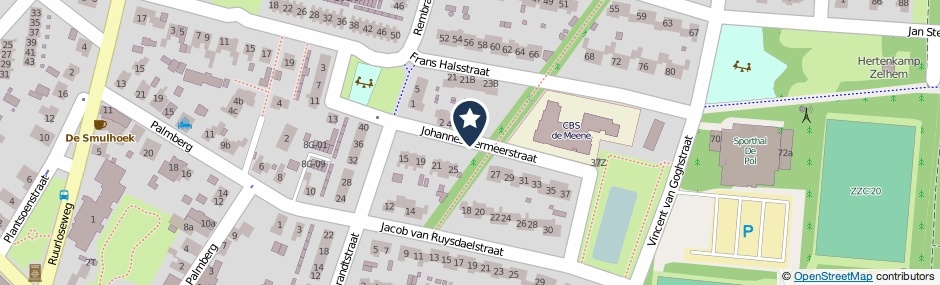 Kaartweergave Johannes Vermeerstraat in Zelhem