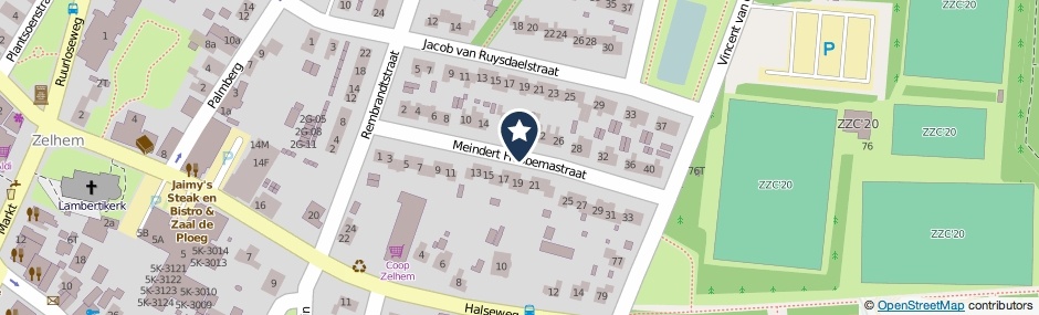Kaartweergave Meindert Hobbemastraat in Zelhem