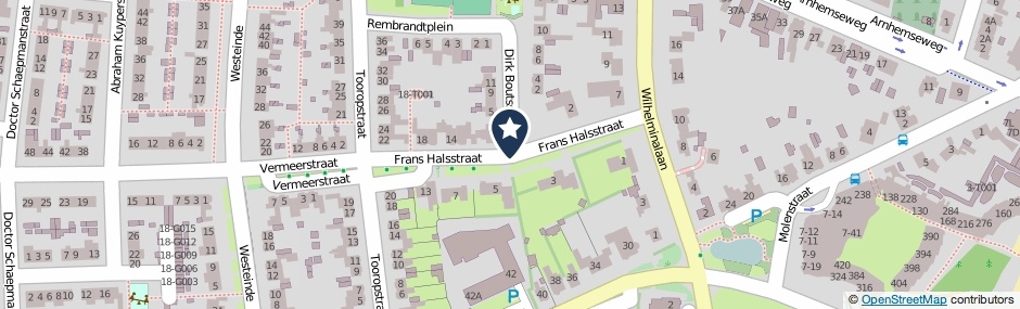 Kaartweergave Frans Halsstraat in Zevenaar