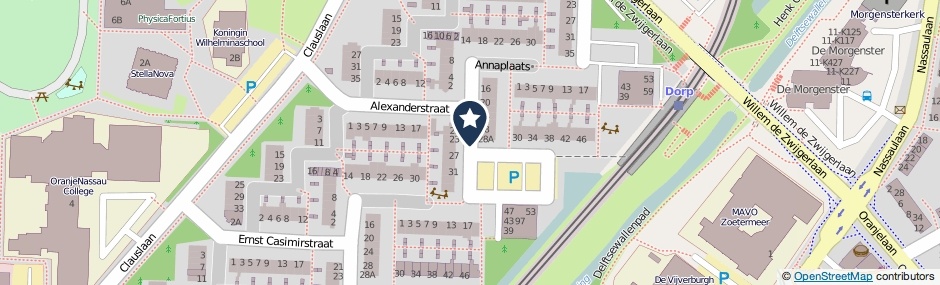 Kaartweergave Alexanderstraat in Zoetermeer