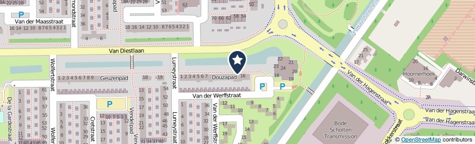 Kaartweergave Douzapad in Zoetermeer