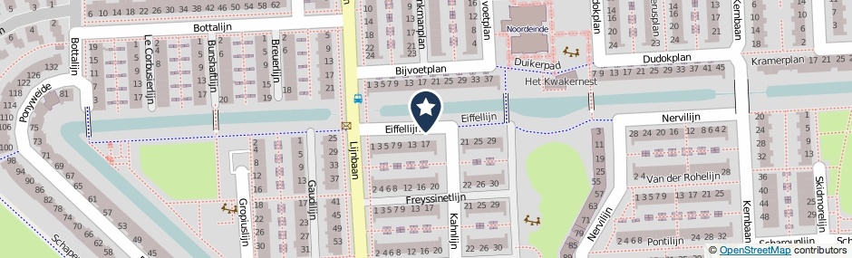 Kaartweergave Eiffellijn in Zoetermeer