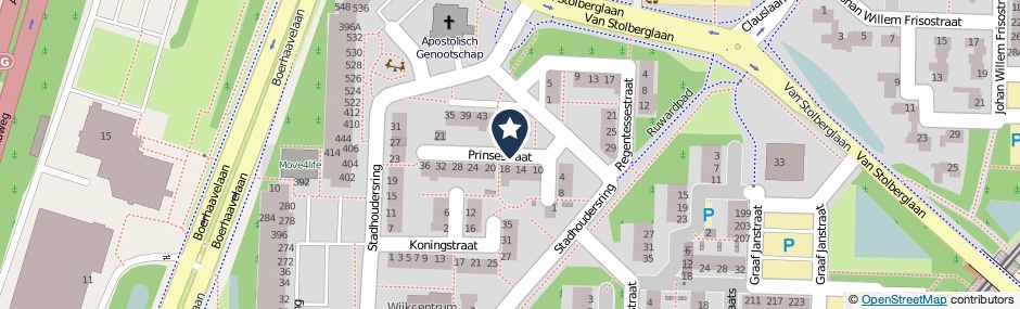 Kaartweergave Prinsestraat in Zoetermeer