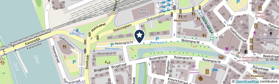 Kaartweergave Molengracht in Zutphen
