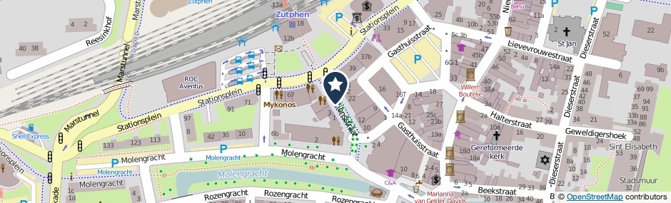 Kaartweergave Stationsstraat in Zutphen