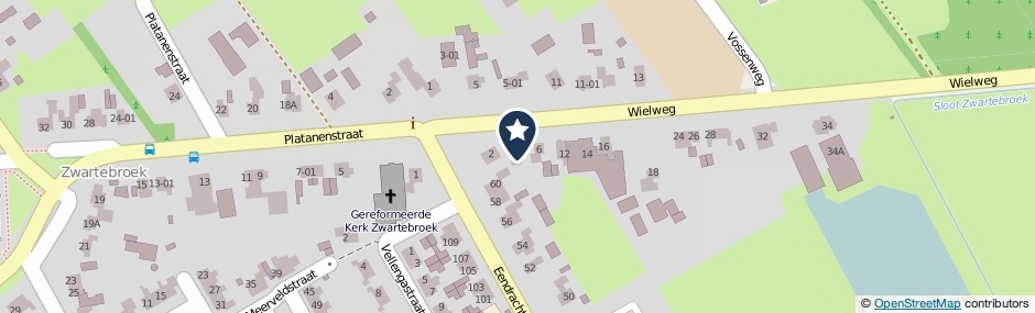 Kaartweergave Wielweg 4 in Zwartebroek