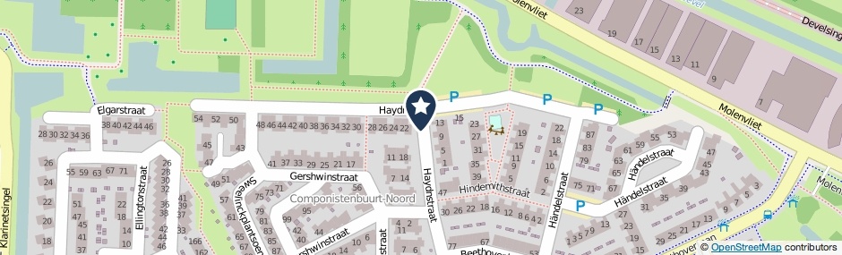 Kaartweergave Haydnstraat in Zwijndrecht