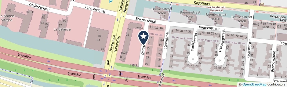 Kaartweergave Dortmundstraat in Zwolle