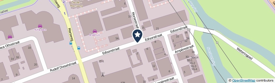 Kaartweergave Edisonstraat in Zwolle