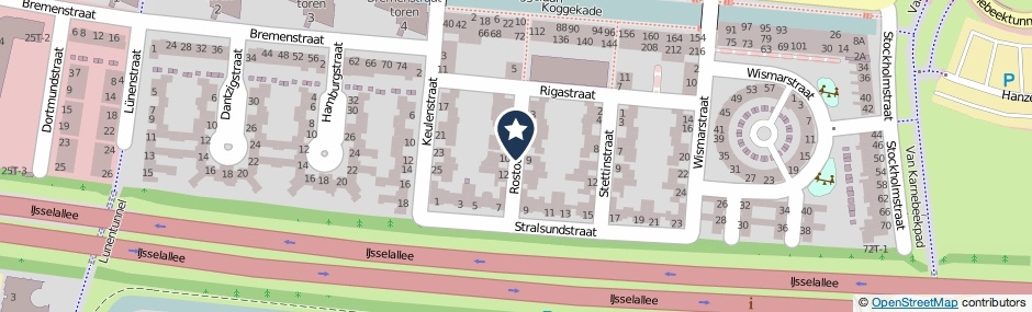 Kaartweergave Rostockstraat in Zwolle